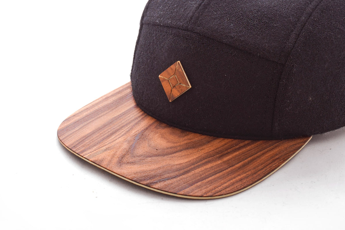 5 panel hat with wood brim